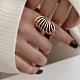 女性用のミニマリストの中空フェザー真鍮指輪(UI5232-1)-4