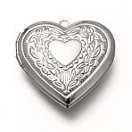 Non-Tarnish 316 Stainless Steel Locket Pendants, Photo Frame Charms for Necklaces, Heart, Stainless Steel Color, 29x28.5x7mm, Hole: 2mm, Inner Diameter: 20x21mm(X-STAS-P268-01B-P)