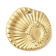 304 Stainless Steel Pendant Cabochon Settings, Shell Charm, Real 14K Gold Plated, Tray: 4.5x3mm, 15x15x1.8mm, Hole: 1.2mm(STAS-K263-39G)