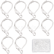60Pcs Brass Leverback Earring Findings, with Horizontal Loops, 925 Sterling Silver Plated, 15.6x10x2mm, Hole: 1.4mm, Pin: 0.8mm(KK-SC0005-61)