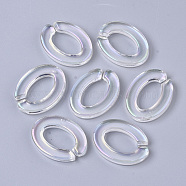 Transparent Acrylic Linking Rings, AB Color Plated, Quick Link Connectors, For Jewelry Cable Chains Making, Oval, Clear AB, 25x18.5x4mm, Inner Diameter: 9x15mm(X-PACR-R246-064)