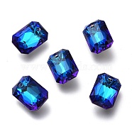 Glass Rhinestone Pendants, Back Plated, Faceted, Octagon Rectangle, Bermuda Blue, 11.5x8x4.5mm, Hole: 1.4mm(RGLA-A024-E03-001BB)