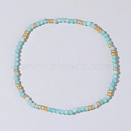 Bohemian Style Natural Amazonite Faceted Round Beaded Stretch Bracelets for Women's Fashion Luxury Versatile, 6-1/2 inch(16.5cm)(BW4401-3)