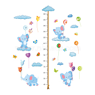 PVC Height Growth Chart Wall Sticker, Elephant Animal with 40 to 160 cm Measurement, for Kid Room Bedroom Wallpaper Decoration, Sky Blue, 900x390x3mm, 3pcs/set(DIY-WH0232-037)