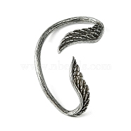 316 Surgical Stainless Steel Cuff Earrings, Wing, Left, Antique Silver, 55x34mm(EJEW-E300-04AS-01)