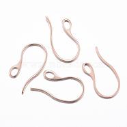 Ion Plating(IP) 304 Stainless Steel Earring Hooks, Ear Wire, with Horizontal Loop, Rose Gold, 22x11.5x1mm, 18 Gauge, Hole: 2.5x3.5mm(STAS-H383-28RG)