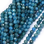 Natural Apatite Beads Strands, Faceted, Round, 5.5~6mm, Hole: 1mm, about 60pcs/strand, 15 inch(38.3cm)(G-O180-12-6mm)