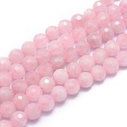 Natural Rose Quartz Beads Strands, Faceted, Round, 6mm, Hole: 0.8mm, about 67pcs/strand, 15.7 inch(40cm)(G-G792-29A)