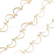 Brass Hollow Moon Link Chains, Unwelded, with Spool, Real 18K Gold Plated, 10x6x1mm(CHC-M025-09G)