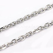 304 Stainless Steel Cable Chains, Diamond Cut Chains, Unwelded, Faceted, Oval, Stainless Steel Color, 0.8mm, Link: 3x0.8x3.8mm(CHS-L001-68-0.8mm)