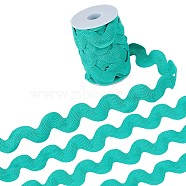 10 Yards Polyester Wavy Fringe Trim Ribbon, Wave Bending Lace Trim, for Clothes Sewing and Art Craft Decoration, Medium Aquamarine, 3/4~1-3/8 inch(20~34mm)(OCOR-GF0002-49A)