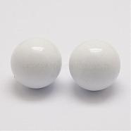 Brass Chime Ball Beads Fit Cage Pendants, No Hole, White, 16mm(KK-G298-16mm-17)