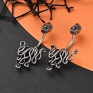 Octopus 316 Surgical Stainless Steel Belly Button Rings, Piercing Navel Rings, Curved Barbell Body Jewelry for Women, Antique Silver, 38.5x20.5mm(EJEW-G416-07AS)