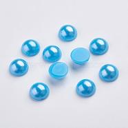 Spray Painted Imitation Pearl Acrylic Cabochons, Half Round/Dome, Dodger Blue, 5x3.5mm(ACRP-F001-5mm-FP16)