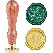 Wax Seal Stamp Set, Sealing Wax Stamp Solid Brass Head,  Wood Handle Retro Brass Stamp Kit Removable, for Envelopes Invitations, Gift Card, Flower Pattern, 83x22mm(AJEW-WH0208-468)