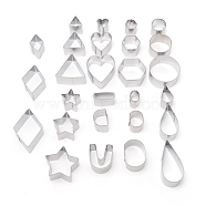 430 Stainless Steel Cookie Cutters Set, Bakeware Tools, DIY Clay Accessories, Earring Shape, Stainless Steel Color, 16~54x10~39x20mm, 27pcs(DIY-SZC0004-10)