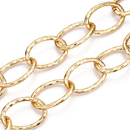 Aluminum Cable Chains, Diamond Cut Oval Link Chains, Unwelded, Light Gold, 45.5x31x4.5mm(CHA-N003-09KCG)
