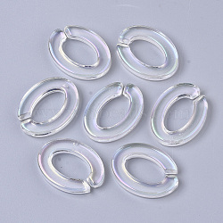 Transparent Acrylic Linking Rings, AB Color Plated, Quick Link Connectors, For Jewelry Cable Chains Making, Oval, Clear AB, 25x18.5x4mm, Inner Diameter: 9x15mm(X-PACR-R246-064)