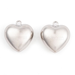 Ion Plating(IP) Brass Pendants, Heart Charms, Platinum, 28x26x13.5mm, Hole: 3mm(KK-O146-03D-P)