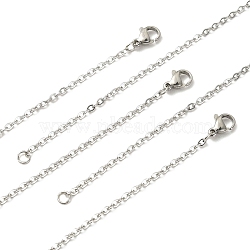 10Pcs 304 Stainless Steel Cable Chain Necklaces Set for Men Women, Stainless Steel Color, 17.7 inch(45cm)(STAS-YW0002-01P)