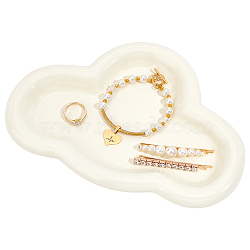 Porcelain Jewelry Dish Tray, Trinket Necklace Bracelet Candy Tray, Cloud, Lemon Chiffon, 160x237x20mm, Inner Diameter: 120x190mm(DJEW-WH0039-87)