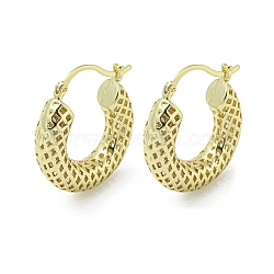 Hollow Ring Rack Plating Brass Hoop Earrings, Cadmium Free & Lead Free, Real 18K Gold Plated, 31x7mm(EJEW-Z035-08G)