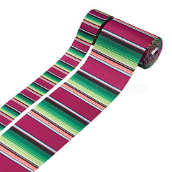 2Rolls 2 Styles Stripe Pattern Printed Polyester Grosgrain Ribbon, for DIY Bowknot Accessories, Colorful, 1roll/style(OCOR-TA0001-37M)