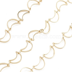 Brass Hollow Moon Link Chains, Unwelded, with Spool, Real 18K Gold Plated, 10x6x1mm(CHC-M025-09G)