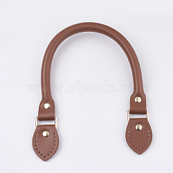(Holiday Stock-Up Sale)Cowhide Bag Handles, with Iron Findings, for Bag Straps Replacement Accessories, Light Gold, Chocolate, 390~395x11x14~15mm, Hole: 1.5mm(FIND-T054-04C-KC)