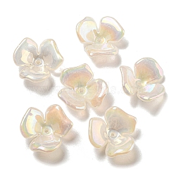 AB Color Plated Acrylic Beads, Flower, WhiteSmoke, 23x21.5x8.5mm, Hole: 1.6mm(OACR-G034-03J)