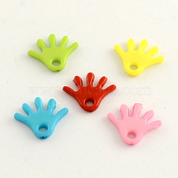 Opaque Acrylic Palm Charms, Mixed Color, 15x18x2.5mm, Hole: 3mm(X-SACR-Q099-M96)