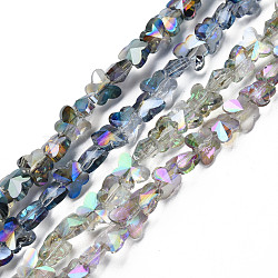 Electroplate Transparent Glass Beads Strands, Faceted, AB Color Plated, Butterfly, Mixed Color, 8x10x6mm, Hole: 1mm, about 100pcs/strand, 28.74 inch(73cm)(EGLA-N002-20A)