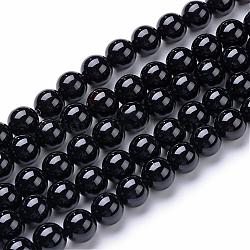 Natural Black Onyx Round Bead Strands, 6~6.5mm, Hole: 1mm, about 63pcs/strand, 14.8 inch(G-T055-6mm-10)