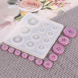 Silicone Button Molds, Resin Casting Molds, For UV Resin, Epoxy Resin Jewelry Making, Flat Round, White, 78x89x6.5mm, Inner Size: 10~25mm(X-DIY-L005-18)