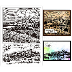 Custom Summer Theme PVC Plastic Clear Stamps, for DIY Scrapbooking, Photo Album Decorative, Cards Making, Mountain, 160x110mm(DIY-WH0631-0109)