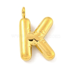 Ion Plating(IP) 304 Stainless Steel Pendants, Letter Charm, Golden, Letter K, 16.5x10x3mm, Hole: 2mm(STAS-C102-15G-K)
