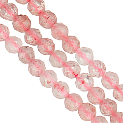 1 Strand Natural Strawberry Quartz Beads Strands, Round, Faceted, 3~3.5mm, Hole: 0.5mm, about 113pcs/strand, 15.35 inch(39cm)(G-OC0004-43)