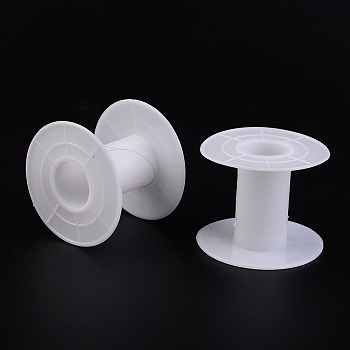 Plastic Spools, Wheel, White, 55x46mm, Hole: 21mm, Bobbin: 24mm
