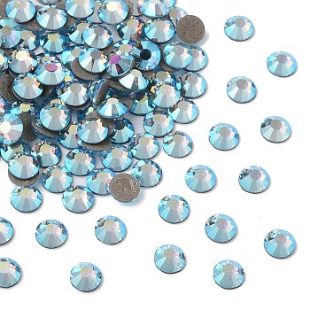 Preciosa&reg Crystal Hotfix Flatback Stones, Czech Crystal, Round(438 11 612 Chaton Rose VIVA 12 &reg), 60000 200 Aquamarine AB, SS10(2.7~2.9mm)