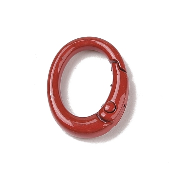 Spray Painted Alloy Spring Gate Rings, Oval, Red, 19.5x15x4.5mm