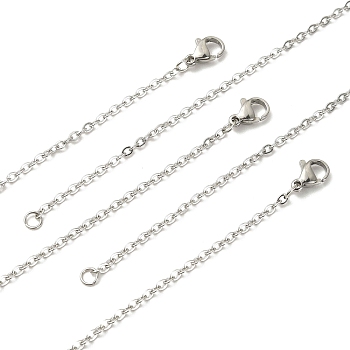 10Pcs 304 Stainless Steel Cable Chain Necklaces Set for Men Women, Stainless Steel Color, 17.7 inch(45cm)