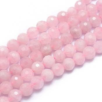 Natural Rose Quartz Beads Strands, Faceted, Round, 6mm, Hole: 0.8mm, about 67pcs/strand, 15.7 inch(40cm)
