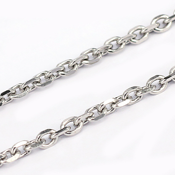 304 Stainless Steel Cable Chains, Diamond Cut Chains, Unwelded, Faceted, Oval, Stainless Steel Color, 0.8mm, Link: 3x0.8x3.8mm