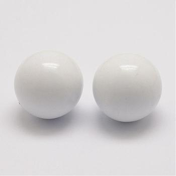 Brass Chime Ball Beads Fit Cage Pendants, No Hole, White, 16mm