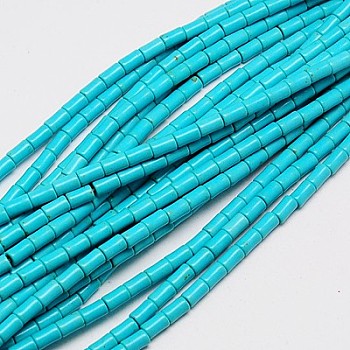 Synthetic Turquoise Beads Strands, Dyed, Column, Dark Turquoise, 8~9x5mm, Hole: 1mm, about 46pcs/strand, 15.2 inch
