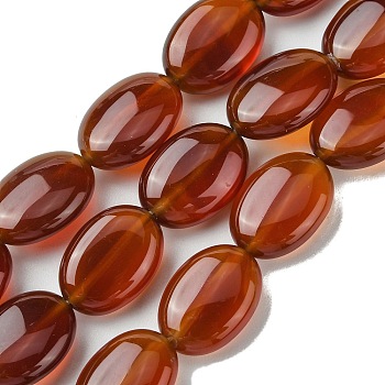 Natural Carnelian(Dyed & Heated) Beads Strands, Flat Oval, 14x10~10.5x6~6.5mm, Hole: 1mm, about 29pcs/strand, 15.94''(40.5cm)