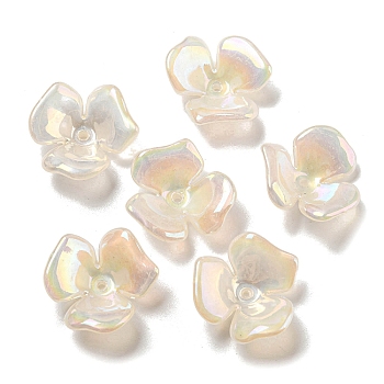 AB Color Plated Acrylic Beads, Flower, WhiteSmoke, 23x21.5x8.5mm, Hole: 1.6mm
