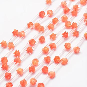 Natural Red Aventurine Beads, Rose, 8x6~7mm, Hole: 1mm