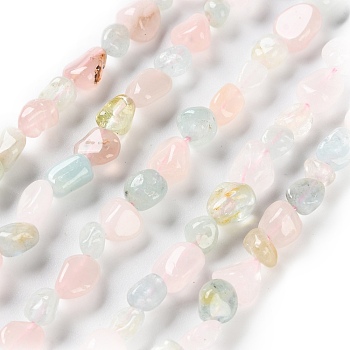 Natural Morganite Beads Strands, Nuggets, Tumbled Stone, 4.5~11.5x3~7x3.5~6mm, Hole: 1.2mm, about 48~68pcs/strand, 15.35~15.94''(39~40.5cm)