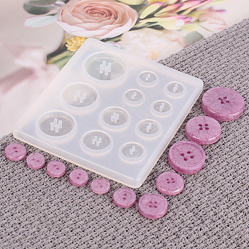 Silicone Button Molds, Resin Casting Molds, For UV Resin, Epoxy Resin Jewelry Making, Flat Round, White, 78x89x6.5mm, Inner Size: 10~25mm